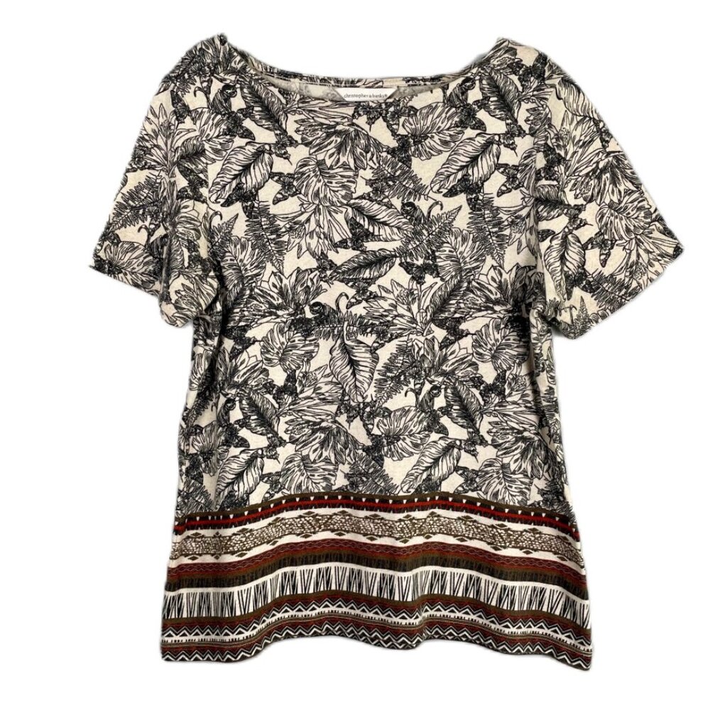 CHRISTOPHER & BANKS Printed Short-Sleeve T-Shirt - Size (M)